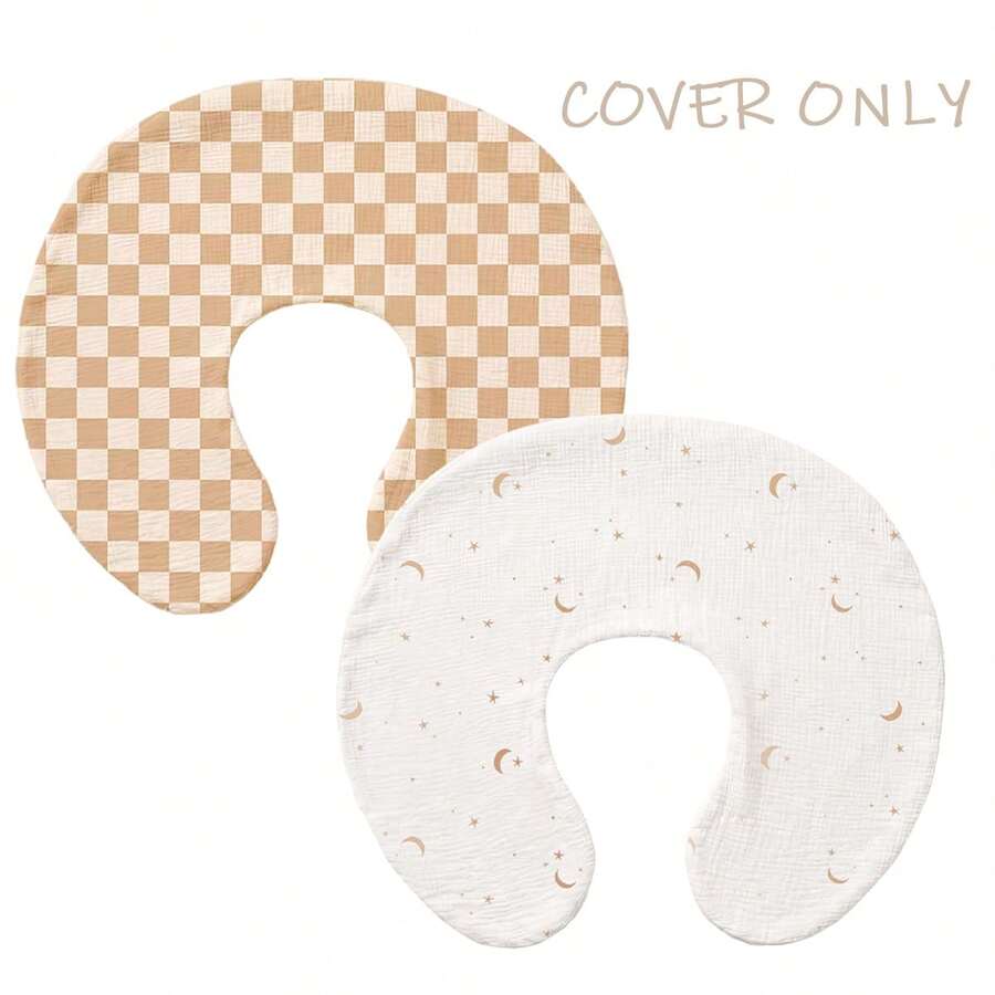 1 Pack Muslin Nursing Pillow Cover(Cover Only), Soft & Cute Breastfeeding Pillow Slipcover With Envelope Closure, For Newborn Baby Boys & Girls, - Multicolor - View 1