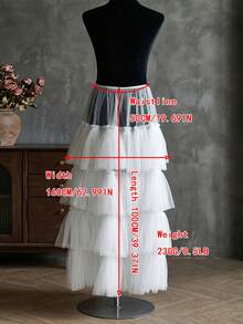 1PC White Multi-Layer Cake Tulle Skirt Panel, Detachable With Pins, Wedding Dress Overlay Skirt For Bridal Photoshoot Styling - Multicolor - View 9