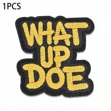 1pc Vintage Street Text "WHAT UP DOE" Iron-On Embroidered Patch, Suitable For Hats, Jackets, Backpacks - Holiday Decoration And Commercial Promotion - Small Business Wholesale Decor, Fabric Patch - 1pcs-doe - View 9