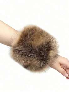2-PackFaux Fur Wrist Cuffs, Fluffy Thick Fur Cuffs, Warm Autumn Winter Accessory, Ideal For Christmas And Party Outfits - Multicolor - View 3