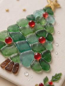 1pc Christmas Sea Glass Art Kit, DIY Sea Glass Mosaic Art Set, Suitable For Beginners And Adults, Includes Santa Claus Theme Mosaic Craft Kit, DIY Home Decor, Gift For Craft Enthusiasts - Multicolor - View 5