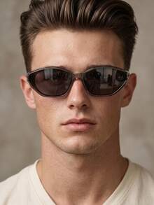 1 Pair Men's Polygon Futuristic Techwear Cyberpunk Sport Fashion Glasses - Pearlescent Gray - View 1