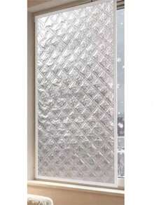 1pc Winter Window Thermal Insulation No-Drill Removable Self-Adhesive Padded Edge Quilted Window Curtain Full Coverage Thickened Quilted Blackout Summer Heat Insulation UV Protection Window Shade For Bedroom Living Room - Silver Thermal Curtain - View 12