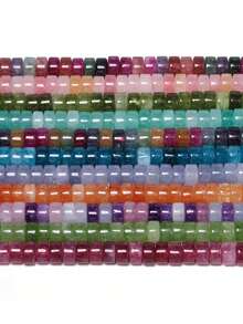 1 Strand 7x4mm Flat Round Spacer Beads Multicolor Jade Stone Beads For Flat Disc Jewelry Making Diy Bracelet Accessories ﻿ - Multicolor - View 10