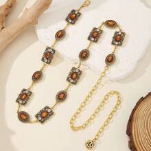 1件裝萬聖節聖誕金色圓形水鑽女款腰鍊，適用長洋裝、Cosplay服裝、派對、節日禮物、情人節禮物 - 金色 - 查看 1