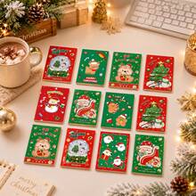8/16/32pcs Christmas Mini Memo Pads, Snowman Merry Christmas Pattern Holiday Notebooks, Red & Green Pocket Portable Writing Journals, Suitable For Children & Students, Christmas Party Gift Bag Fillers, School Classroom Rewards, Random Style - Christmas - View 2