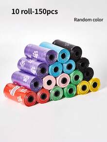 1/10/20/40 Pet Dog Poop Bags, Paw Print Waste Bag, Random Color, Portable Leak Proof Dog Waste Bags For Walking(1pet=15pcs) - Multicolor - View 12