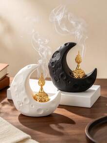 1pc Moon-Shaped Ceramic Incense Burner - Minimalist Exquisite Aromatherapy Decor For Home, Office, Party & Yoga, Ideal Gift For All Occasions - Incense Burner - View 4