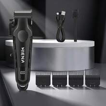 HIENA 專業男士金色理髮剪，LED 數位顯示 USB 充電式無線理髮器，1200mAh 低噪音理髮機，附 4 個限位梳，家用沙龍理髮修容套組 - 黑色 - 查看 10