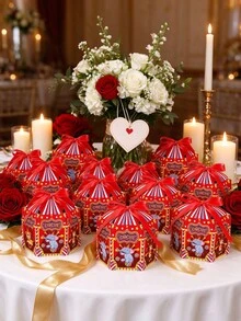 6/2pcs Circus Party Favor Boxes, Carnival Tent Design Candy Treat Gift Boxes With Red Ribbon, Circus Animal Elephant Tiger Monkey Goodie Boxes, Suitable For Birthday Party, Baby Shower Party, Theme Party Decoration And Return Gift Packaging Boxes - Multiple Styles - View 3