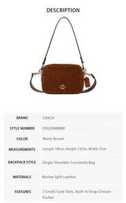 Coach Carey Women's Shoulder Crossbody Bag CEN20IMWBR - Warm Brown CEN20IMWBR - View 9