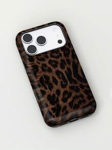 Espresso Brown Leopard Print, Fashionable Phone Case, Compatible With IPhone 18 Pro Max, 17 Pro Max, 16 Pro Max, 15 Pro Max, 14, 13, 12, 11 - Chocolate Brown - View 2