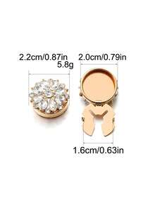 1/2/4pcs Flower Rhinestone Clip Buttons, Detachable Crystal Decorative Buckles, No-Sew DIY Clothing Accessories For Shirts And Dresses - Multicolor - View 19
