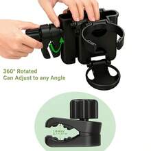3-In-1 Multifunctional Foldable Cup Holder, Bottle & Phone Holder, Universal Accessory For Stroller, Wheelchair, Bicycle, Walker And Scooter - A - View 3
