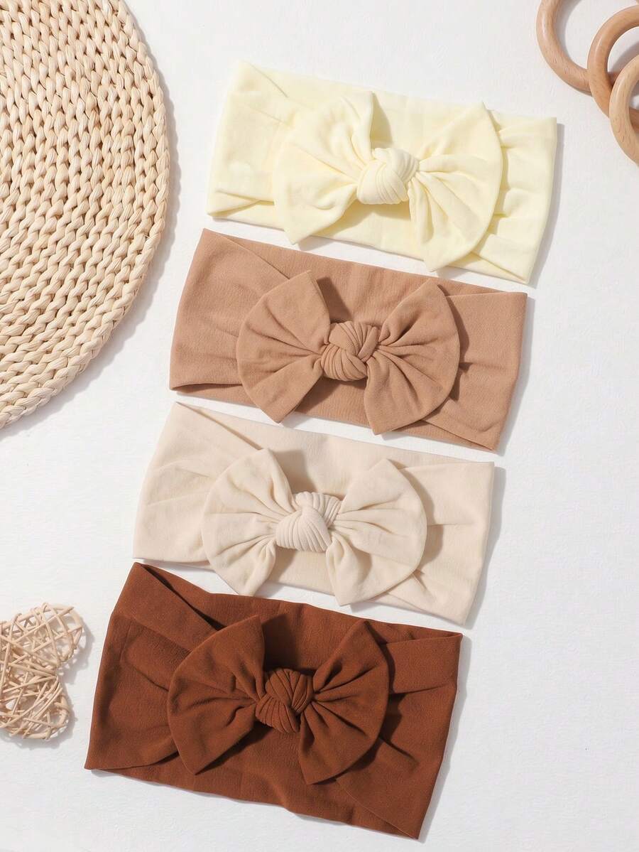 4/2/1pc Random Neutral Earth Tone Headbands, Soft Elastic Nylon Bow Hairbands, Elastic Hair Accessories, Suitable For Photography And Daily Wear - Multicolor - View 1