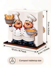 New Chef Paper Towel Holder, Desktop Napkin Holder, Portable Wooden Napkin Storage Rack, Chef Theme Organizer, Suitable For Kitchen, Cafe, Restaurant, Dining Table Decoration - Compact Paper Towel Box, Commercial Dual Use - Multicolor - View 6