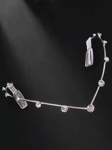 STONEFANS 1pc V-Shaped Rhinestone Headband, Niche High-End Luxury Princess Style Bridal Wedding Evening Party Hair Accessory - Multicolor - View 8
