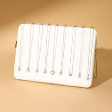1pc Double Sided Velvet Necklace Display Stand, Flip Jewelry Organizer Holder, Gold Metal Frame Desktop Pendant Rack, Jewelry Photography Display Prop, Gift For Women, 4 Colors Available - Multicolor - View 9