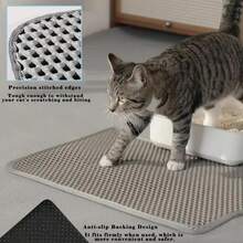 1PC Cat Litter Mat Double Layer EVA Litterbox Mat Gray Waterproof Honeycomb Large Grid Urine-Proof And Odor-Free Traps Litter Easy Cleanup Washable Non-Slip Backing Cat Accessories Pet Supplies - Multicolor - View 11