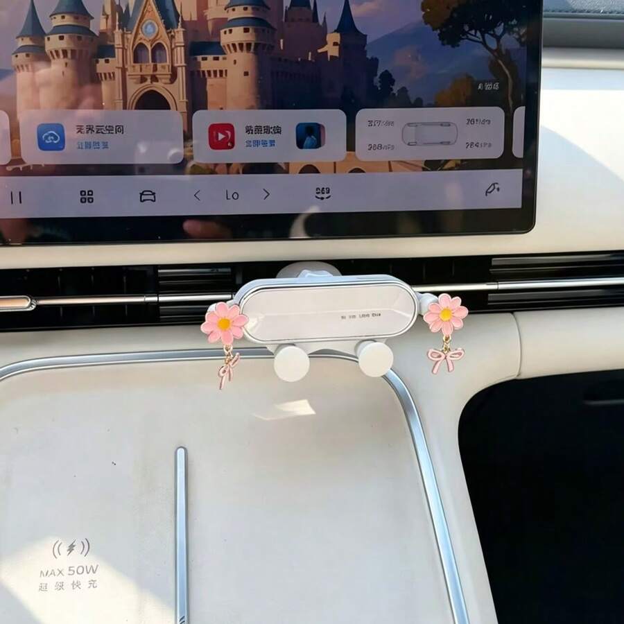 Creative Flower Bow Car Phone Holder, Car Air Vent Navigation Support Bracket, Gravity Sensing Car Phone Mount, Car Phone Holder - Multicolor - View 1