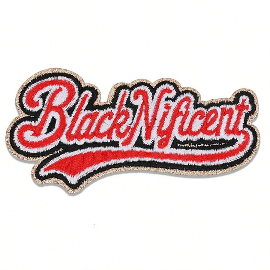 1pc Vintage Sports Style "Black Nificent" Iron-On Patch, Suitable For Jeans, Hats, Jackets, Backpacks - Holiday Decoration & Commercial Promotion - Small Business Wholesale Decor, Fabric Patch