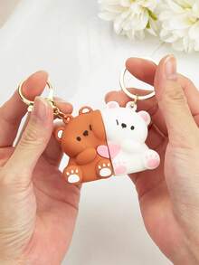 1PC/2PCS Cute Bear Keychain Keyring,Couple Keychain,Cute Pairing Keychain,Keyring,Best Friend Keychain,Trinkets,Bag Charms,Car Keychain,Birthday Gift - Multicolor - View 5