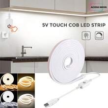 Dây đèn LED Neon USB điều khiển bằng cảm ứng chạm 5V COB dạng dây mềm 320LED/M sáng nhưng không chói, dùng được cho lắp âm/gắn nổi với mặt sau có keo dán cho nhiều môi trường - trắng - Xem 12