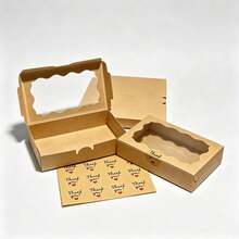 48/24/12/6 Pack Cardboard Gift Boxes With Clear Window, Thick Sturdy Reusable, With Thank You Stickers, For Party And Holiday Gift Packaging - Brown - View 2