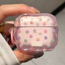 Matte Colorful Floral Strap Ring Earphone Case Compatible With Apple 5/ 4 Cute Earphone Cover Apple 2nd Gen 3rd Gen New Protective Case Pendant Pro 3 Korean Style Earphone Case Pro 2 Girls Earphone Case Protective Cover - Translucent Pink - View 3