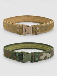 1PC Men's Tactical Belt, Quick Release Buckle Adjustable Utility Belt For Outdoor Hiking Hunting Work Casual - 1Pc - View 1