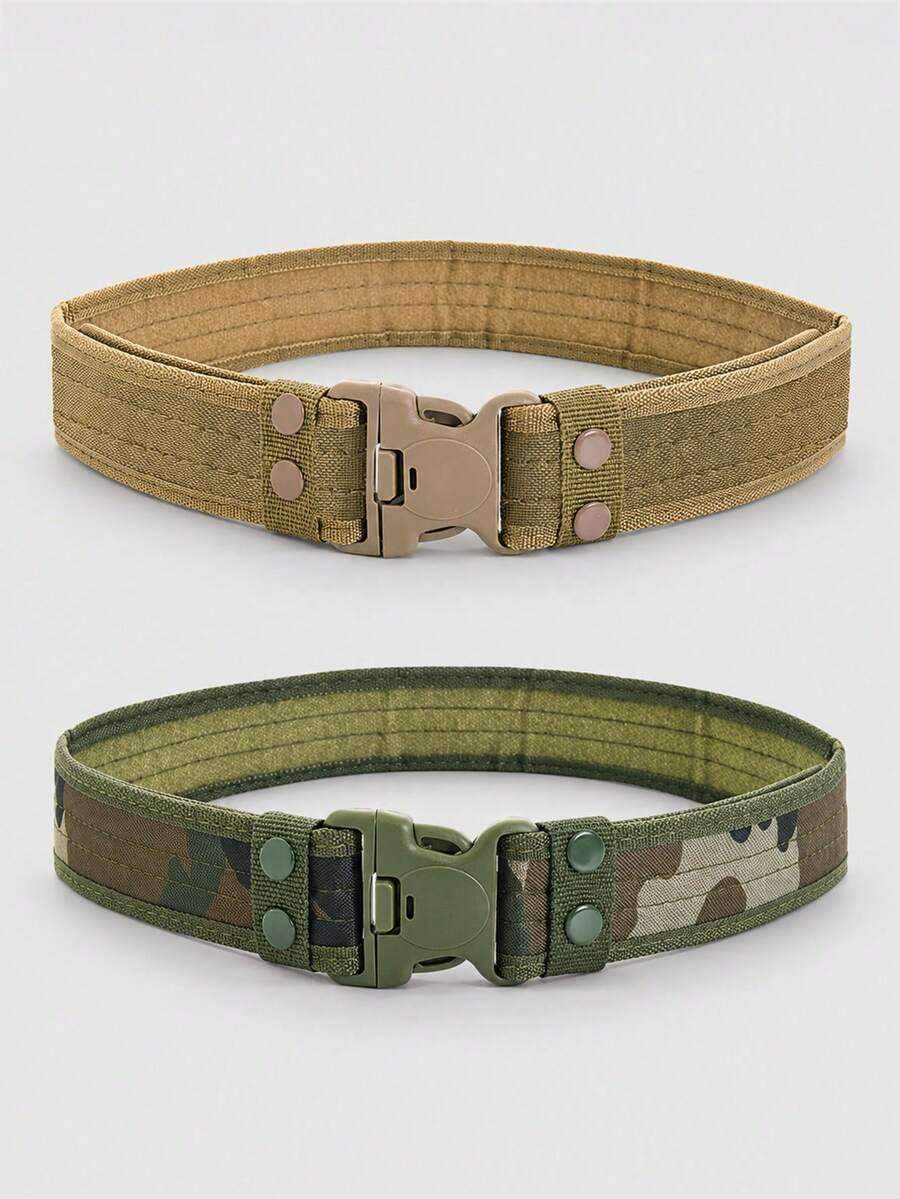 1PC Men's Tactical Belt, Quick Release Buckle Adjustable Utility Belt For Outdoor Hiking Hunting Work Casual - 1Pc - View 1