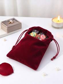1pc Drawstring Design Jewelry Storage Bag, Wine Jewelry Pouch, For Necklaces, Earrings, And Other Jewelry. - Multiple Styles - View 7