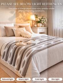 1pc Modern Cream Style Tie-Dye Gradient Color Plush Bed Runner, Dirt-Resistant, Scratch-Resistant Home Decor, Soft And Comfortable, Suitable For All Seasons, Machine Washable, Hand Washable, Suitable For Living Room, Bedroom, Ideal Holiday Gift - Light Coffee - View 3