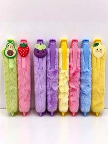 1pc Extra Large Plush Roller Ball Pen, 1.0mm Tip, Black Ink, Suitable For Office, School Writing, Back To School Gift, First Day Of School - Multicolor - View 16