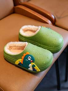 1 Pair Cute Cartoon Dinosaur Indoor Slippers For Boys And Girls, Autumn/Winter - Green - View 4