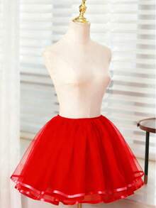White & Black Cute Boneless Slip Dress Women's Ballet Skirt With Ribbon Halloween - Red - View 2