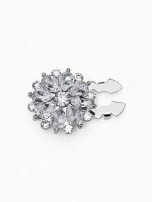 1/2/4pcs Flower Rhinestone Clip Buttons, Detachable Crystal Decorative Buckles, No-Sew DIY Clothing Accessories For Shirts And Dresses - Multicolor - View 10