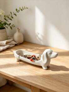 Dachshund Key Storage Box With Flip Lid - Oval Plastic Storage Box, Suitable For Keys, Watches, Dachshund Theme Desktop | Modern Nordic Style Office, Bedroom Decor | Men's Gift, Housewarming, Birthday (Dachshund) - Multicolor - View 6