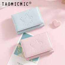 Cute Embossed Bear Trifold PU Women's Wallet, Compact Card Holder With ID Photo Window, Multiple Card Slots And Cash Pocket Portable Wallet - Multicolor - View 7