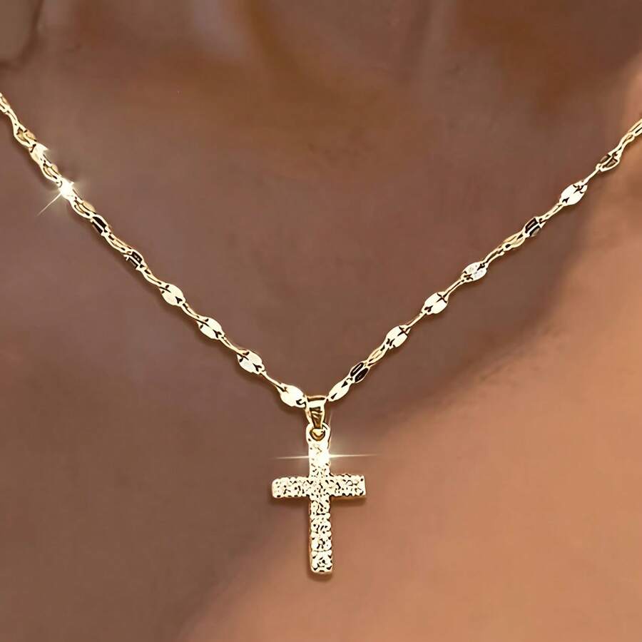 1pc Cross Pendant Necklace With Full Rhinestones, Luxury Niche Accessory For Women, Collarbone Chain - Cross Necklace - View 1