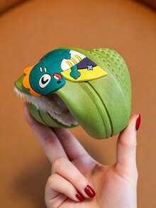 1 Pair Cute Cartoon Dinosaur Indoor Slippers For Boys And Girls, Autumn/Winter - Green - View 5