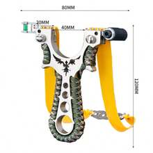 1pc Stainless Steel Slingshot With Flat Rubber Band, Suitable For Outdoor Shooting Practice, Competition, Fishing And Bird Watching Leisure Activities - Silver - View 8