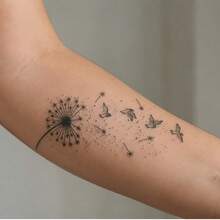 1pc Waterproof Anti-Rubbing PVC Realistic Dandelion Tattoo Sticker, Suitable For Women And Men, Beach, Pool, Party, Daily Use - Grey - View 2