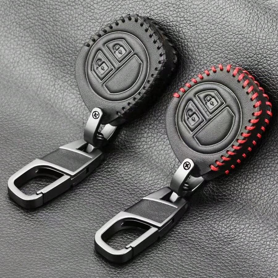 Faxu Leather 2-Button Car Remote Key Shell Protective Cover, Compatible With Suzuki Jimny SX4 Swift Vitara Key Shell Holder Accessory - one-size - View 1