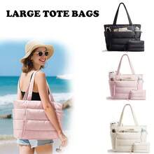 1pc Large Capacity Women's Quilted Tote Bag Set, Multi-Compartment Storage, With Cup Holder And Laptop Sleeve, Suitable For Daily Commute, Short Trips, Weekend Getaways, Spring Travel Essential, Can Be Given As A Gift For Women - Multicolor - View 1