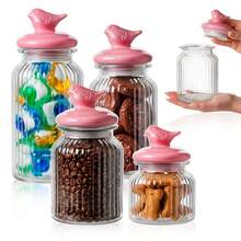Superbutelki 4-Piece Glass Storage Jar Set With Bird-Shaped Ceramic Lids, 0.7L + 1L + 1.35L + 1.45L - 4-piece Jar Set 0,7L + 1L + 1,35L+ 1,45L - View 2