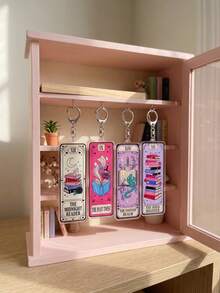 1pc/4pcs Bookish Tarot Card Reader Aesthetic Rectangular Frame Acrylic Keychains, Book Lover Tarot Theme Art Rectangular Frame Acrylic Pendant, Backpack And Car Key Accessory, Gift For Book Lovers, Reading Enthusiasts, Tarot Aesthetics And Fantasy Literature Fans - Multicolor - View 6