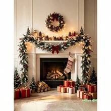 Extra-long artificial Norfolk pine garland for Christmas, featuring dense and realistic foliage adorned with artificial pine cones and red berries. Ideal for Christmas staircase handrails, entrance hall walkways, window frame edges, fireplace mantels - Multicolor - Ver 3