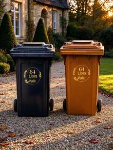 Custom Trash Can Stickers, Personalized Door Number And Address Vinyl Decals, Floral Trash Can Number Labels, Outdoor Trash Can Decoration, Home Trash Can Custom Address Stickers, Suitable For Garden, Driveway, House Exterior, Personalized Housewarming Gift - Multicolor - View 8