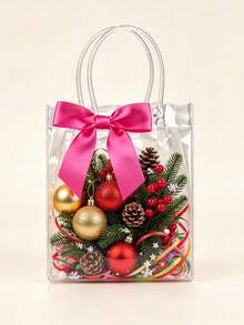 2/8/16pcs Transparent Plastic Gift Bags, Reusable PP Material, With Handle And Bow, Suitable For Wedding, Bridal Shower, Birthday Party, Gender Reveal Party, Small Business And Other Occasions, Mother's Day (Rose Red) - Multicolor - View 7